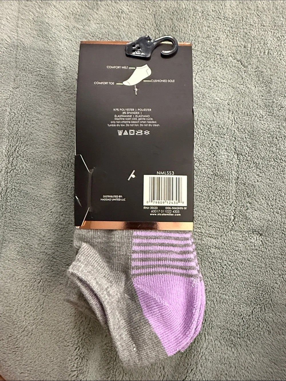 Nicole Miller Pink & Gray Cushioned No-Show Athletic Socks